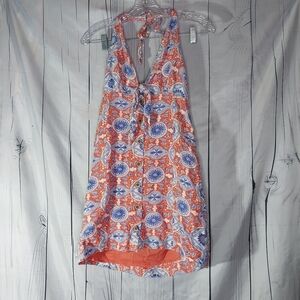 Maeve Halter Slim Mini Dress Anthropologie Button Printed V Neck